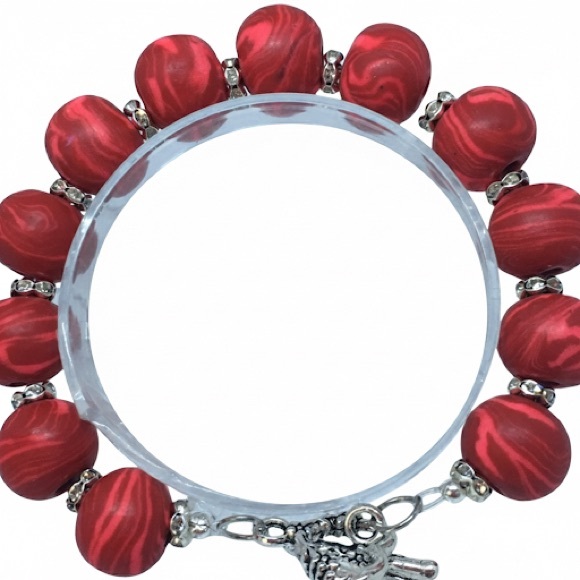 Unique Handmade Polymer Clay Bead Bracelet - Picture 6 of 11